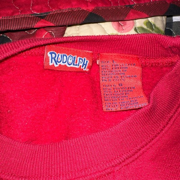 Vintage Rudolph the Red Nosed Reindeer Sweatshirt Womens L Oversized Christmas - Picture 9 of 10